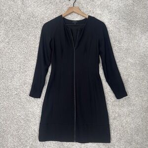 THEORY‎ Cheyenne Long Sleeve Zip Front Fitted Black Dress 2